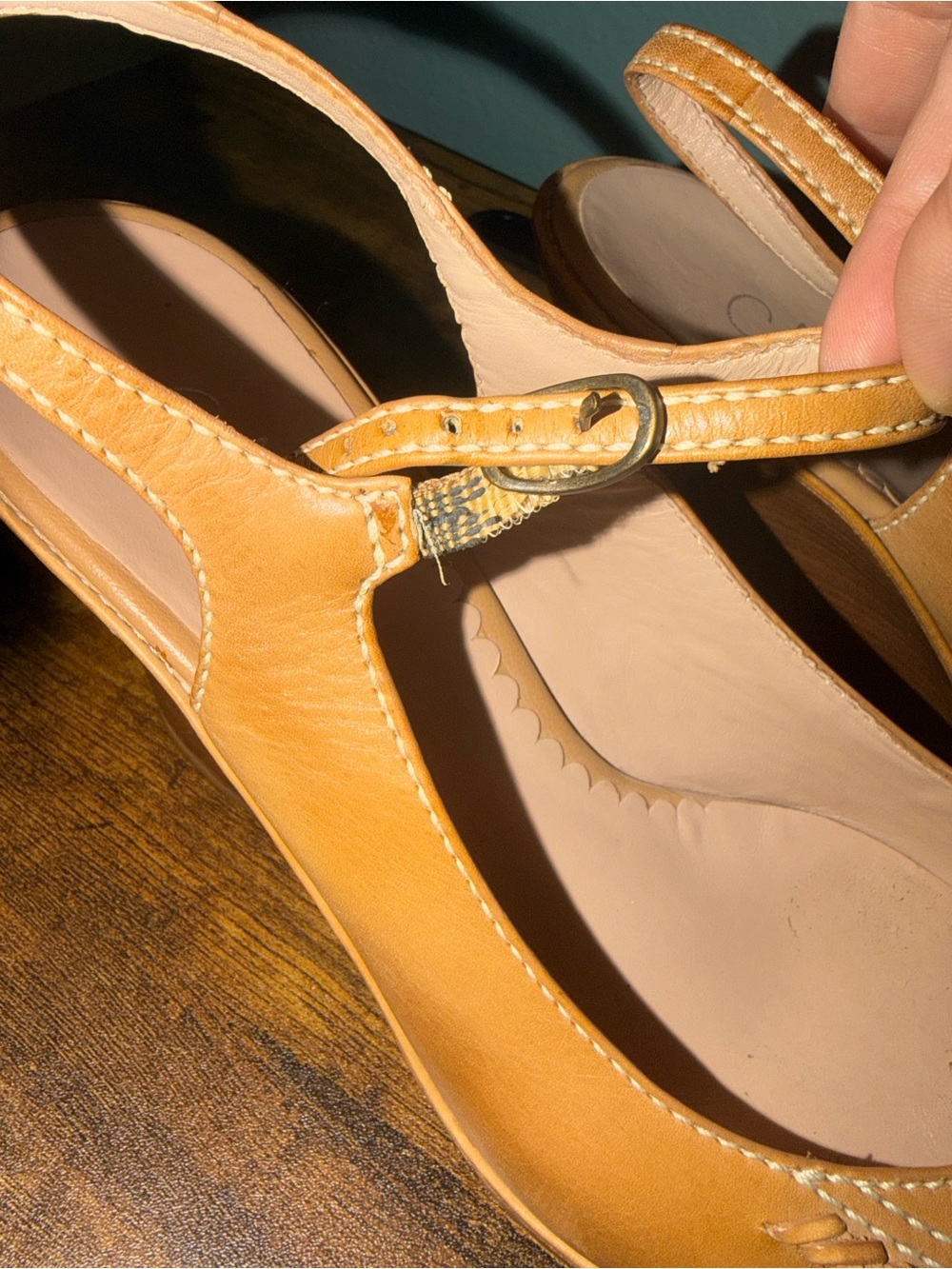 Cole Haan Saddle Tan Slingback Platform Loafers - Picture 5 of 9